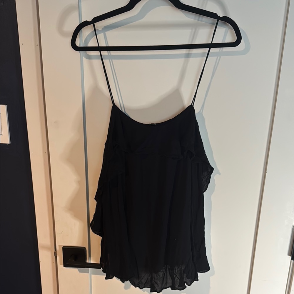 Black Asymmetrical Ruffled Camisole